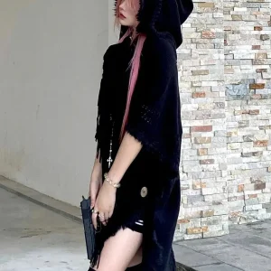 'Psychic' Tassel Grunge Hoodie Sweater Coat