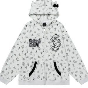 'Purrfect Kitty' Cute Cat-Ear Zipped Oversized  Hoodie