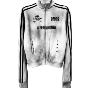 'Rustcore' Y2K Vintage-Washed Stand Collar Jacket