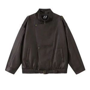 'Night Rider' Vintage-Style PU Leather Moto Leather Jacket